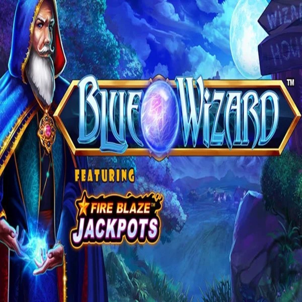 Blue Wizard Fire Blaze Jackpots slot logo by Rarestone Gaming at Ripper Casino